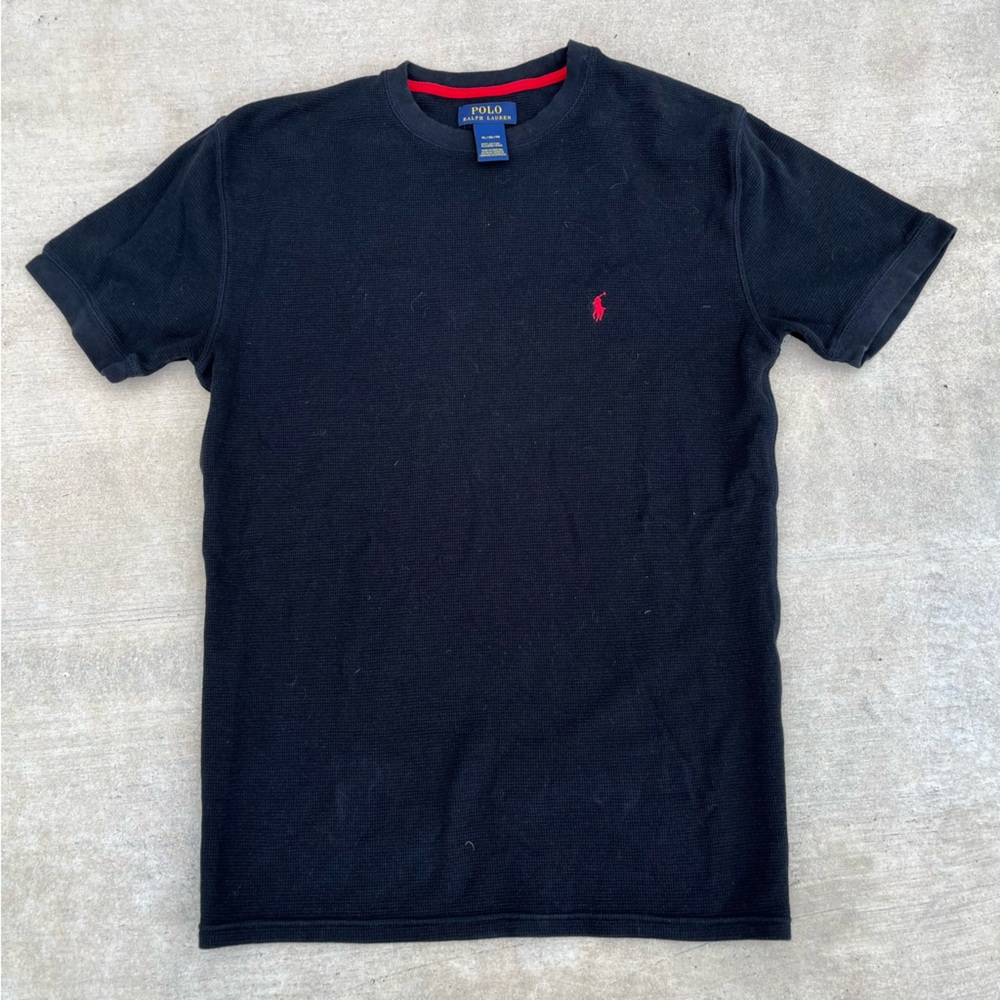 Polo by Ralph Lauren Black Thermal Tee with Red Pony Logo